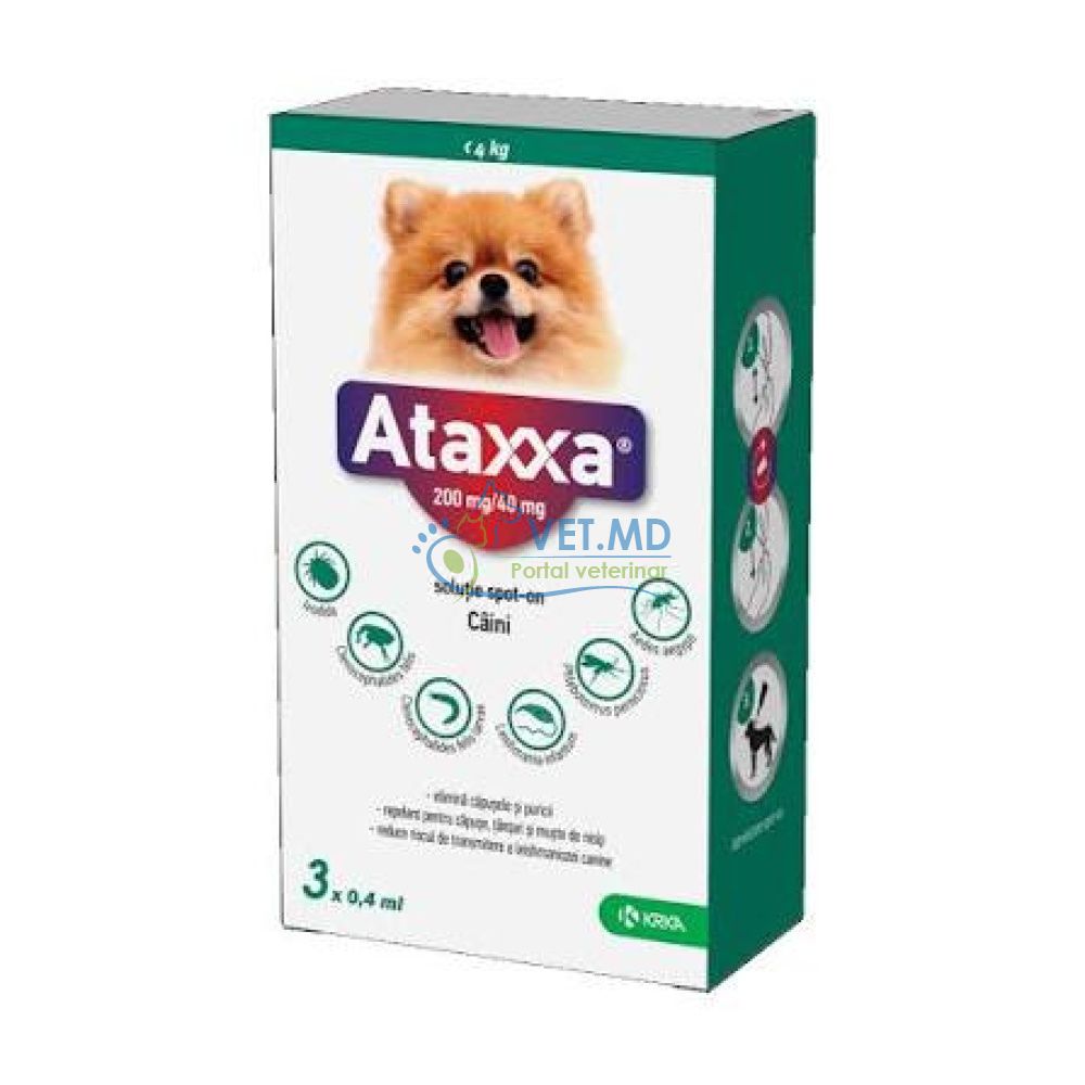 Ataxxa, Средство от внешних паразитов для собак весом до 4 кг.